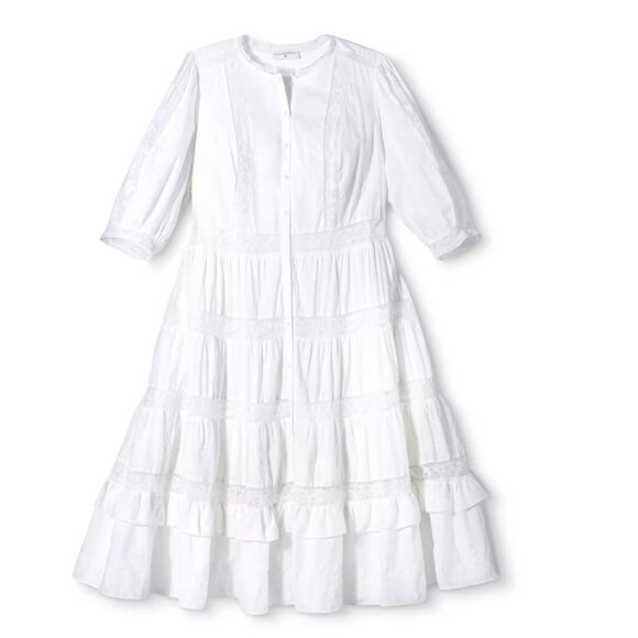 NWT LoveShackFancy x Target Phoebe in White Lace Trim Tiered Midi Dress 22W - Picture 1 of 7